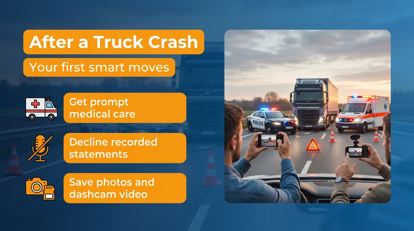 After a Truck Crash infographic: Your first smart moves