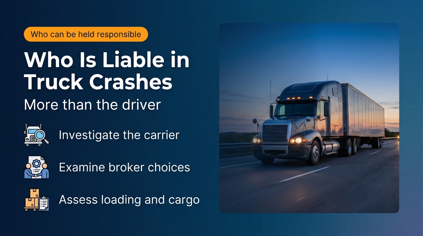 Who Is Liable in Truck Crashes infographic: More than the driver
