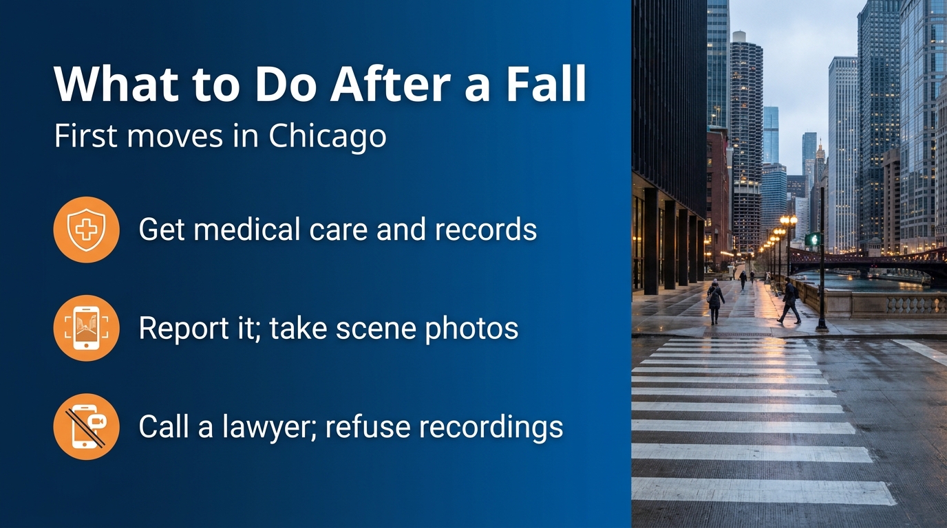 What to Do After a Fall — First moves in Chicago infographic
